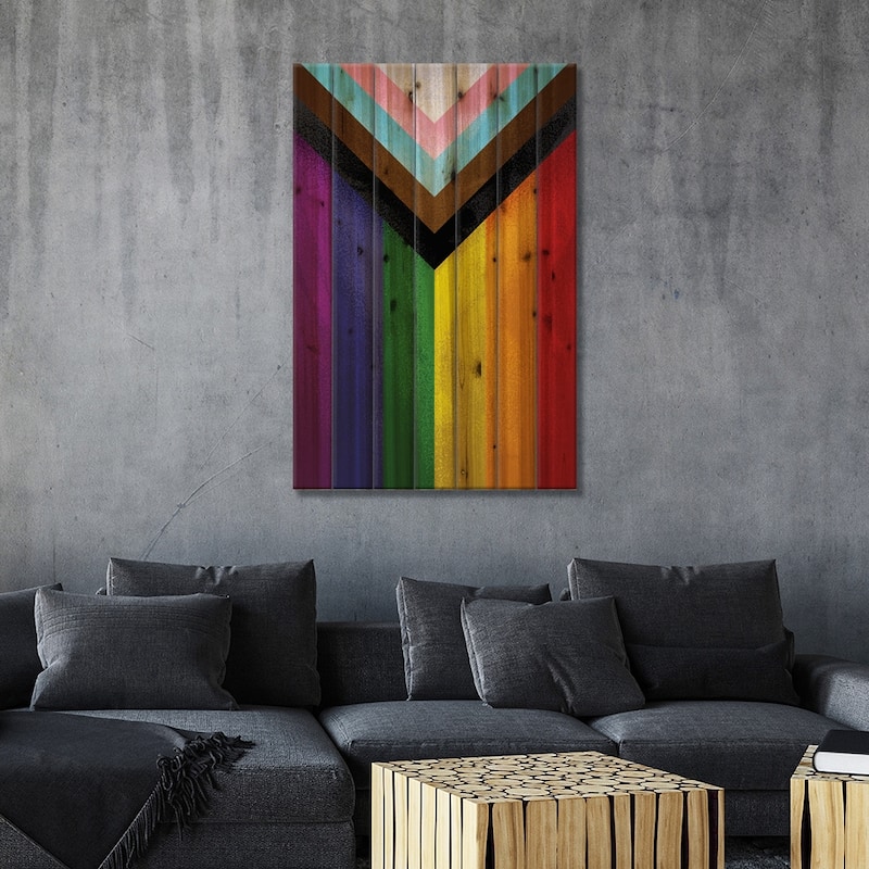 Modern Pride Flag Print On Wood by Nikita Abakumov - Multi-Color
