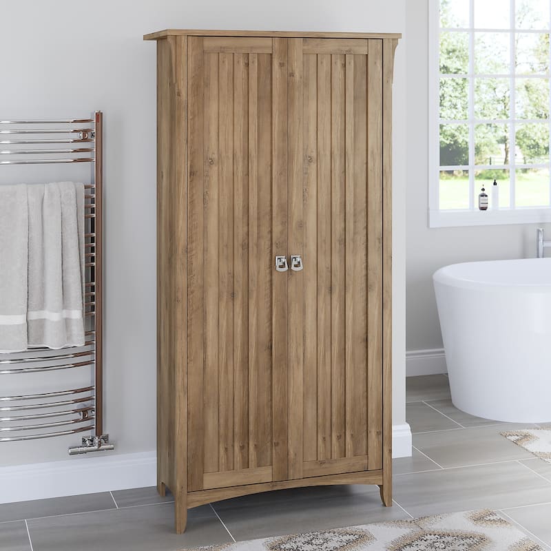 Salinas Bathroom Storage Cabinet with Doors by Bush Furniture - Tan