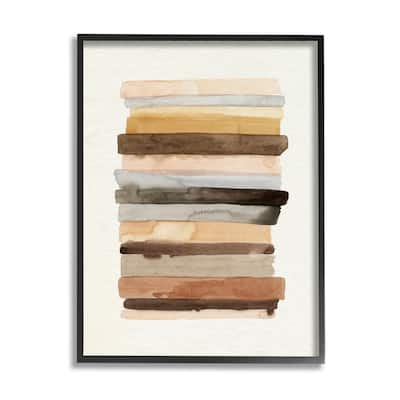 Stupell Modern Color Abstraction Layered Earth Tone Shapes Framed Wall Art - Brown