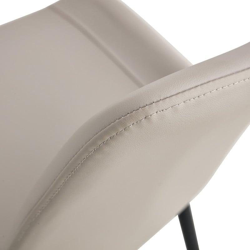 Modern/Contemporary Faux Leather Dining Chairs Set of 6 with Black Metal Legs