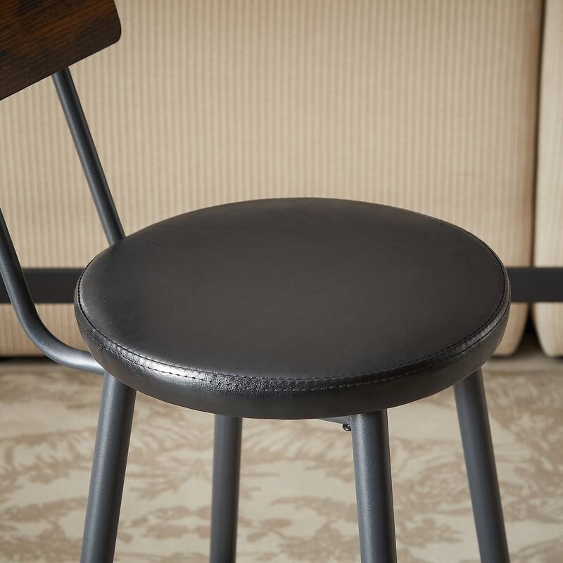 Long Bar Table Set with 3 PU Bar Stools