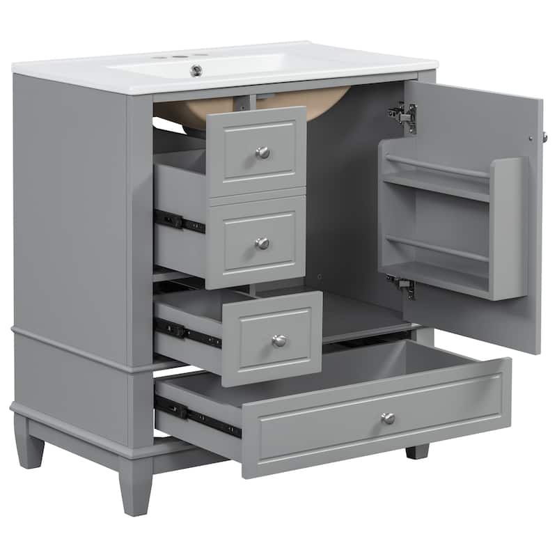 Bathroom Vanity with Sink,Shelf and Drawers