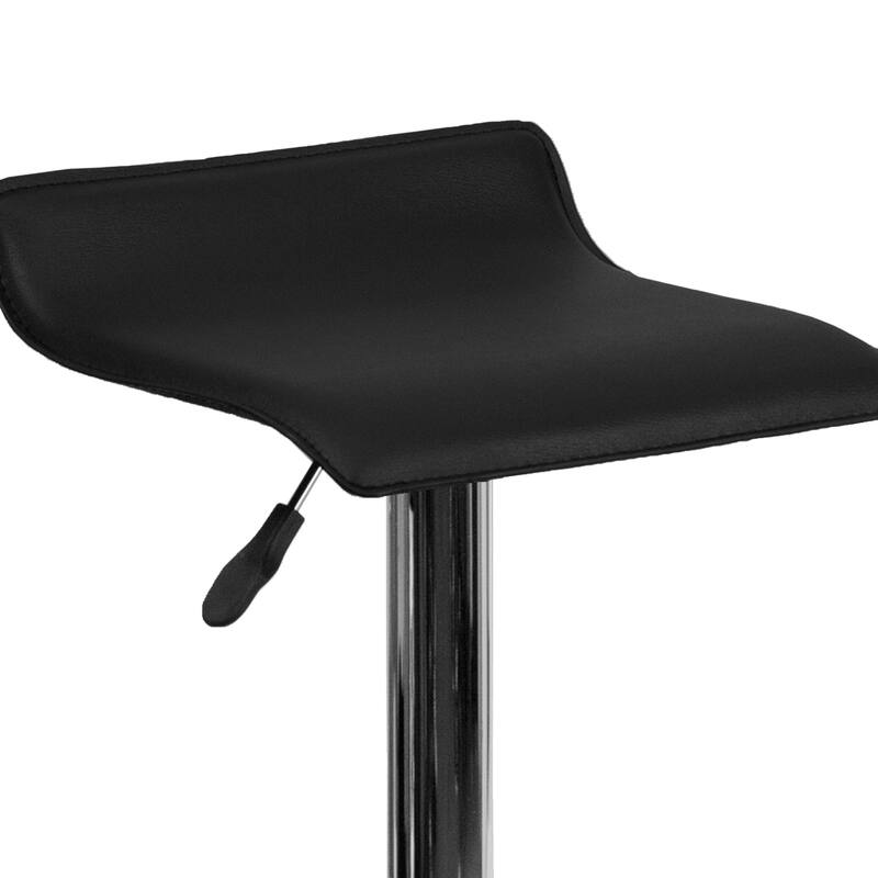 2 Pack Contemporary Vinyl Adjustable Height Barstool with Solid Wave Seat - 15"W x 15"D x 25.5" - 34"H