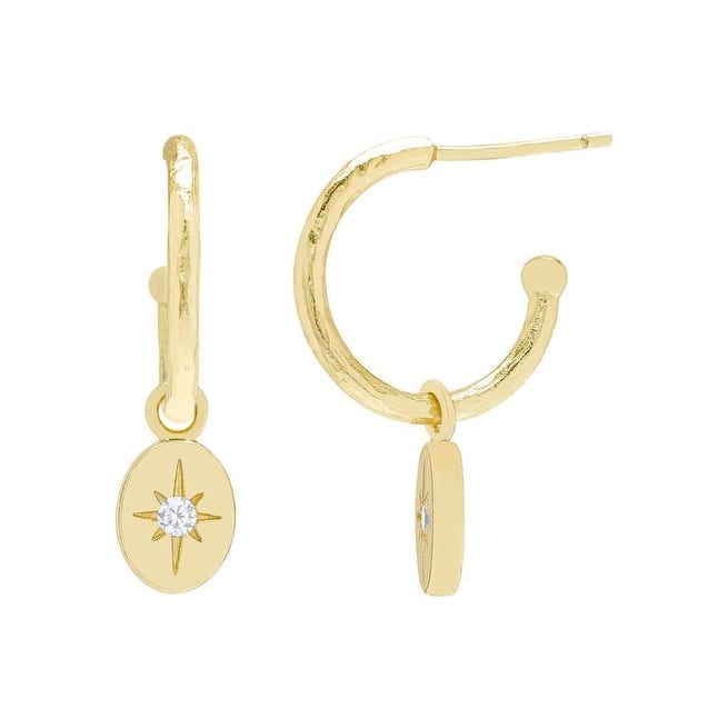 Victoria Townsend 14kt. Gold over Sterling Silver Lab Created White Sapphire Hoop Earrings.