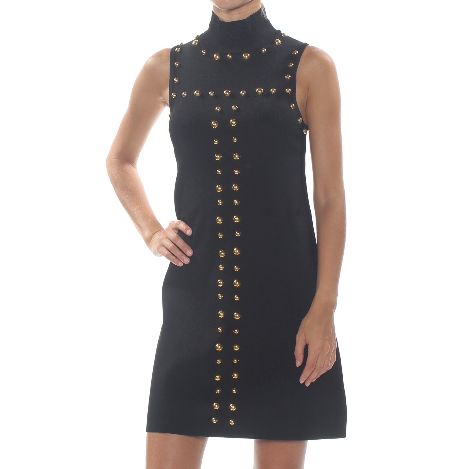Guess Womens Black Ronda Studded Sleeveless Turtle Neck Above The Knee Cocktail Dress Size Xl Overstock 28679339