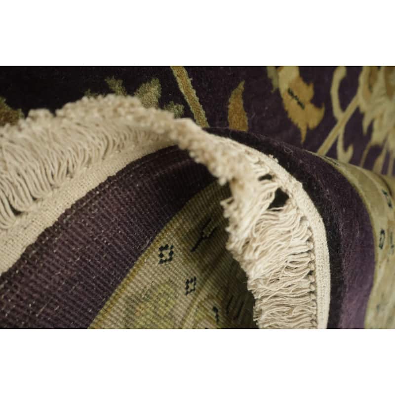 Hand Knotted Oriental 100% Wool Carpet Traditional All-Over Purples Agra Area Rug - 11' 11'' X 9' 0''