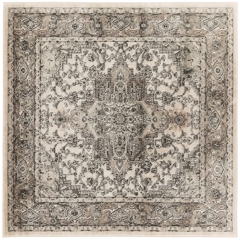 Nourison Quarry Indoor only Persian Area Rug. - 4'xSquare - Ivory/Grey