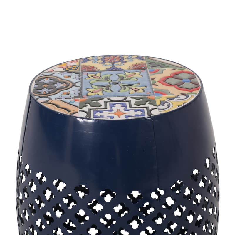 Rucker Indoor Lace Cut Side Table with Tile Top by Christopher Knight Home