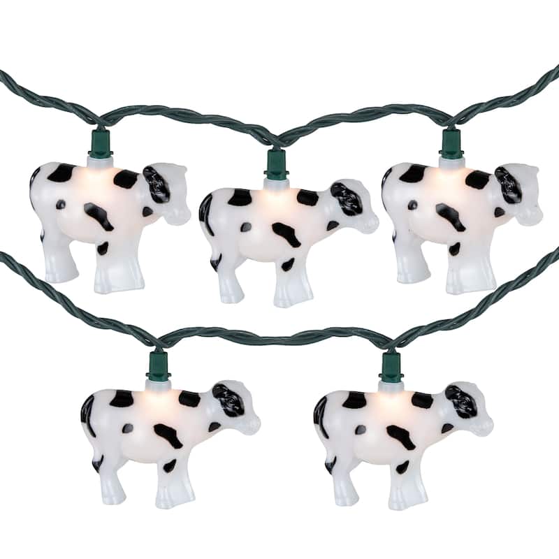 Cow Indoor Outdoor Patio Light Set - 6' - Green Wire - 10ct
