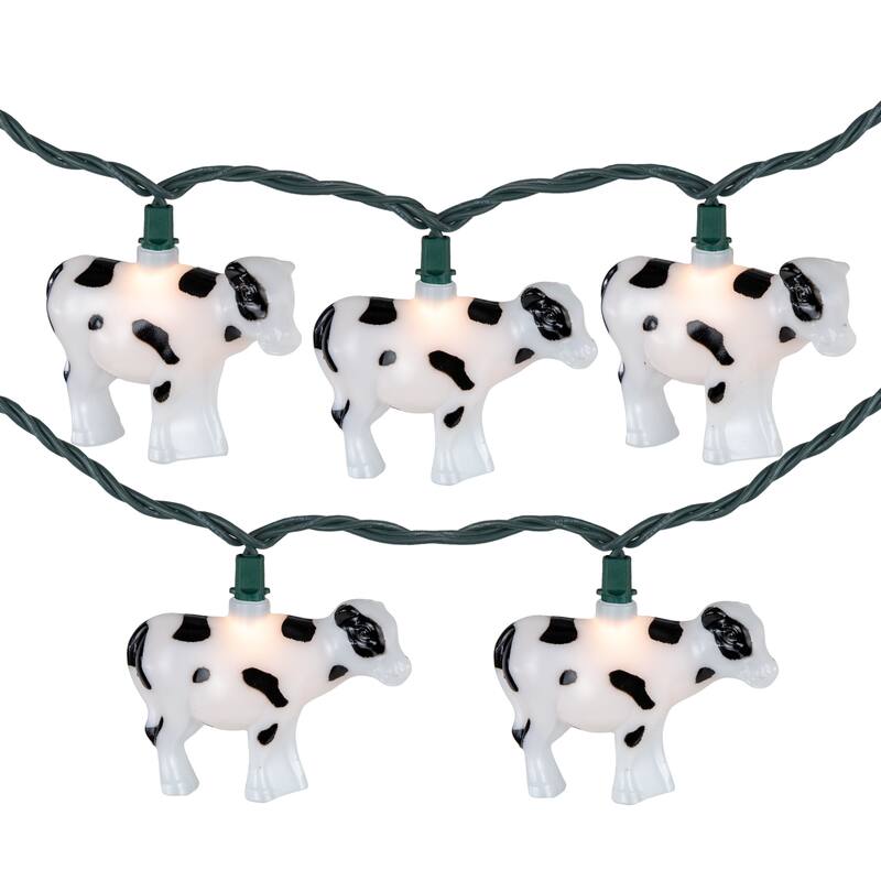 Cow Indoor Outdoor Patio Light Set - 6' - Green Wire - 10ct - 102"