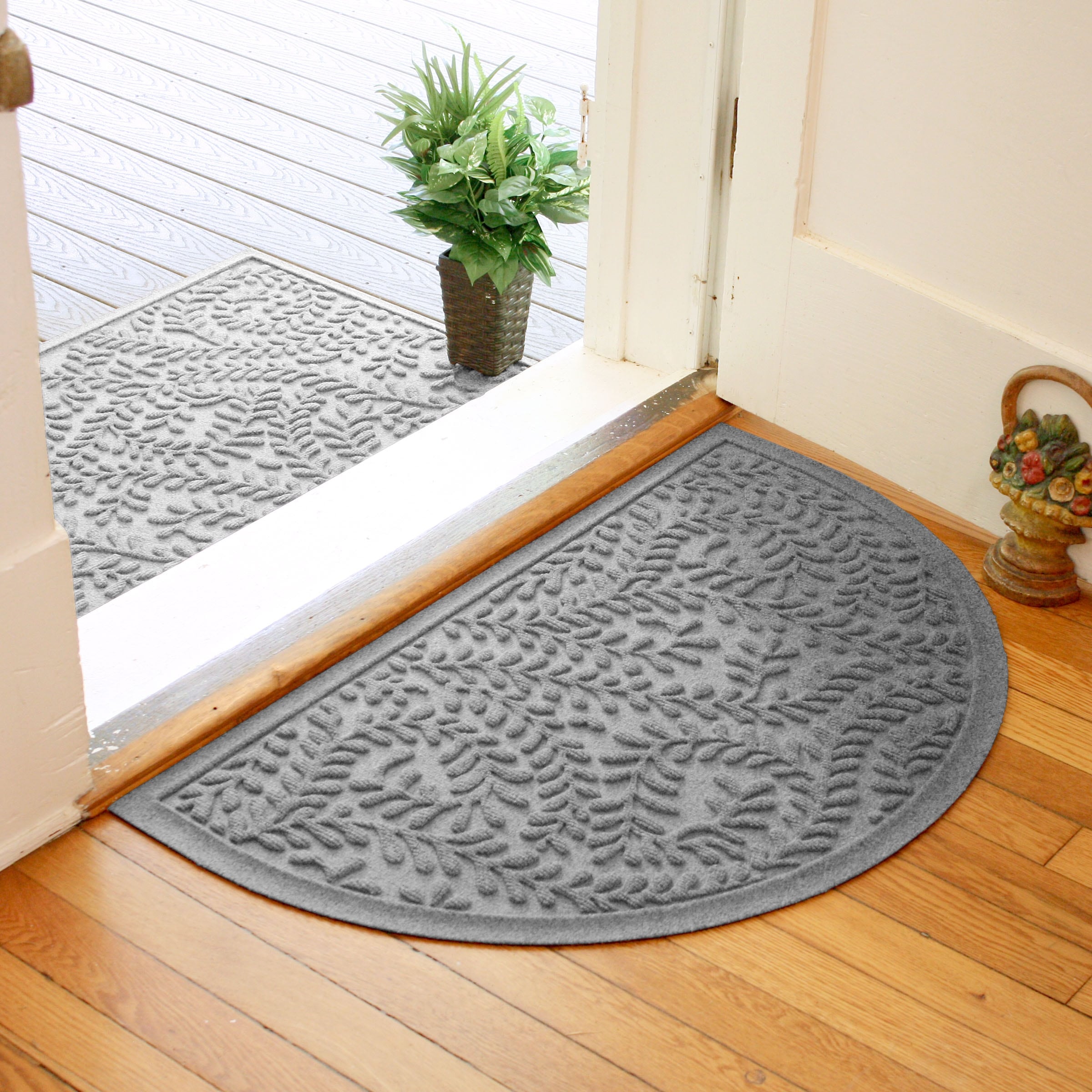 Half Round Indoor Door Mat 18X30,Non Slip Machine Washable Entryway Rug  for Front/Back Outdoor,Half Circle Absorbent Low Profile Entrance Kitchen