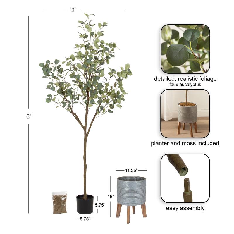 Kate and Laurel Eudora Faux Eucalyptus Tree