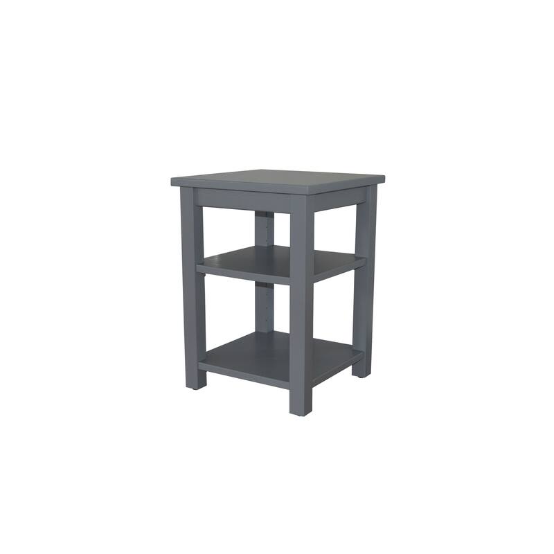 Solid Pine Night Stand with 2 Shelves - Graphite