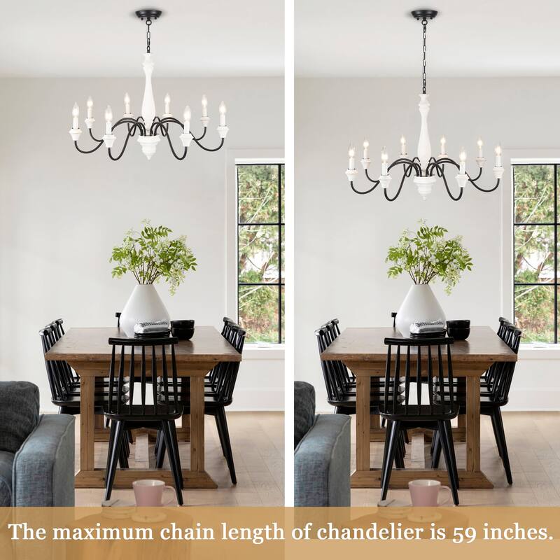 8-Light Vintage Candlestick Hanging Chandelier Lighting for Kitchen Island