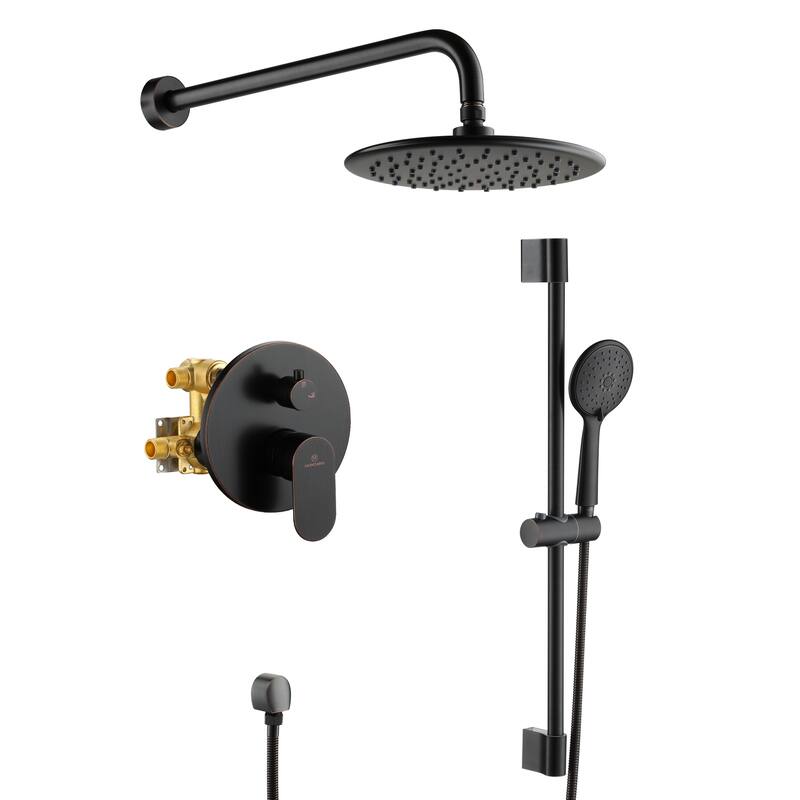 Retro Series 9 in. Rain Wall Mount Dual Shower Heads with 1.8 GPM - without Tub Spout - Oil-Rub Bronze