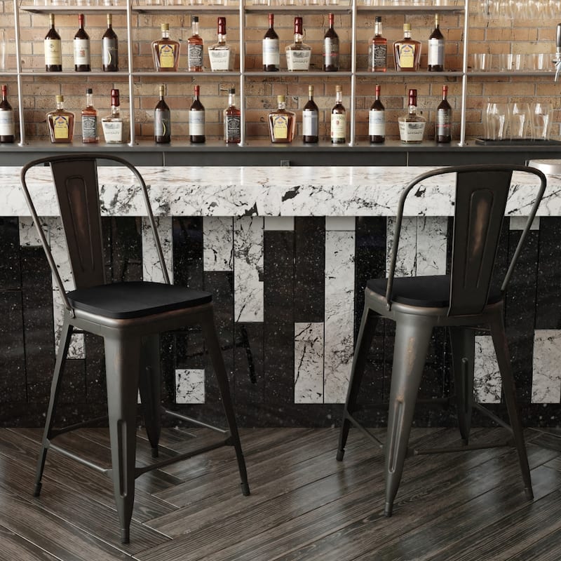 All-Weather Counter Height Stool with Poly Resin Seat