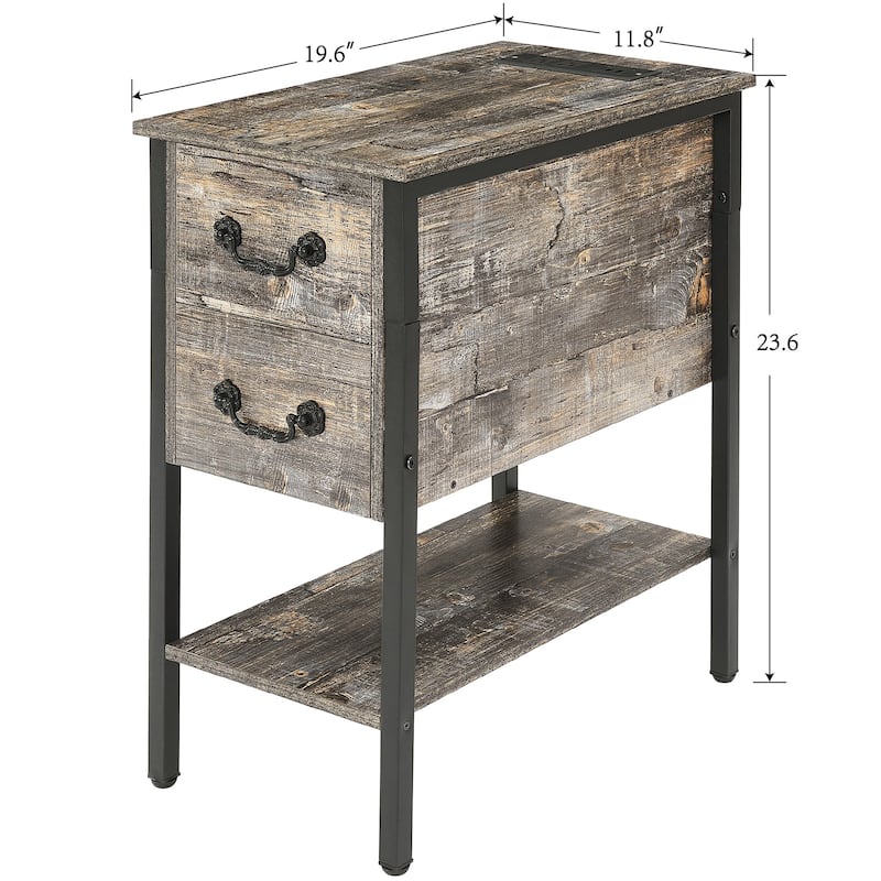 Taomika 2-Pack Nightstand Set with Charging Station 2-Drawer Bedside Table with AC Outlets & USB Ports for Bedroom Living Room