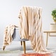 preview thumbnail 3 of 5, Light Brown Stripe Blanket with Back Printing Shaved Flannel Plush 60 in. x 80 in.Queen (2 Pack Set of 2)