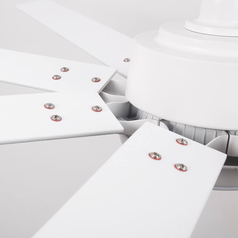 65" Integrated LED White Dimmable Ceiling Fan with Light and Remote - 65" D x 65" W x 13.4" H