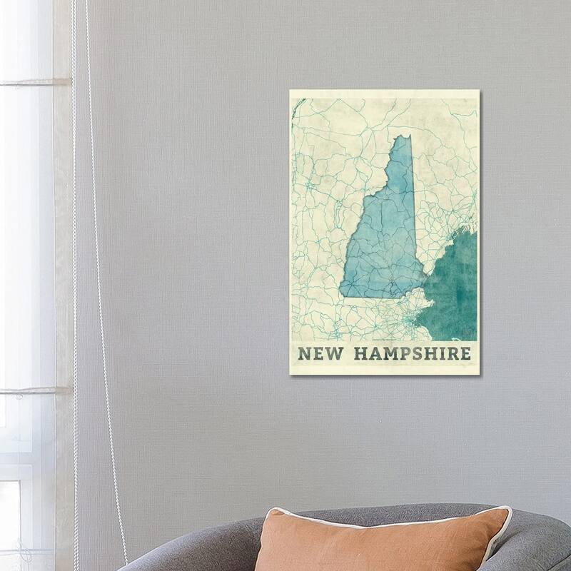iCanvas "New Hampshire Map" by Hubert Roguski Canvas Print - 26x18x1.5