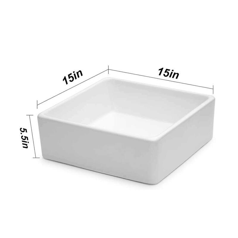White Ceramic Handmade Square Vessel Bathroom Sink