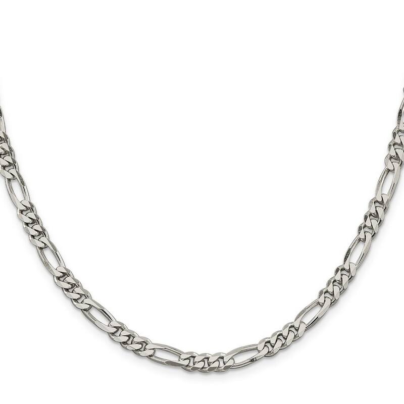 Curata 925 Sterling Silver Solid Polished 5.25mm Figaro Chain Anklet 9 Inch Lobster Claw