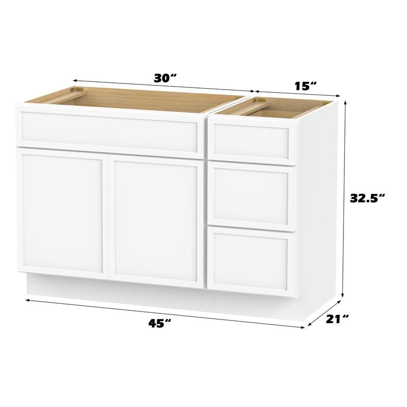 Vanity Art 45" Birch Freestanding Bathroom Vanity Cabinet without Top