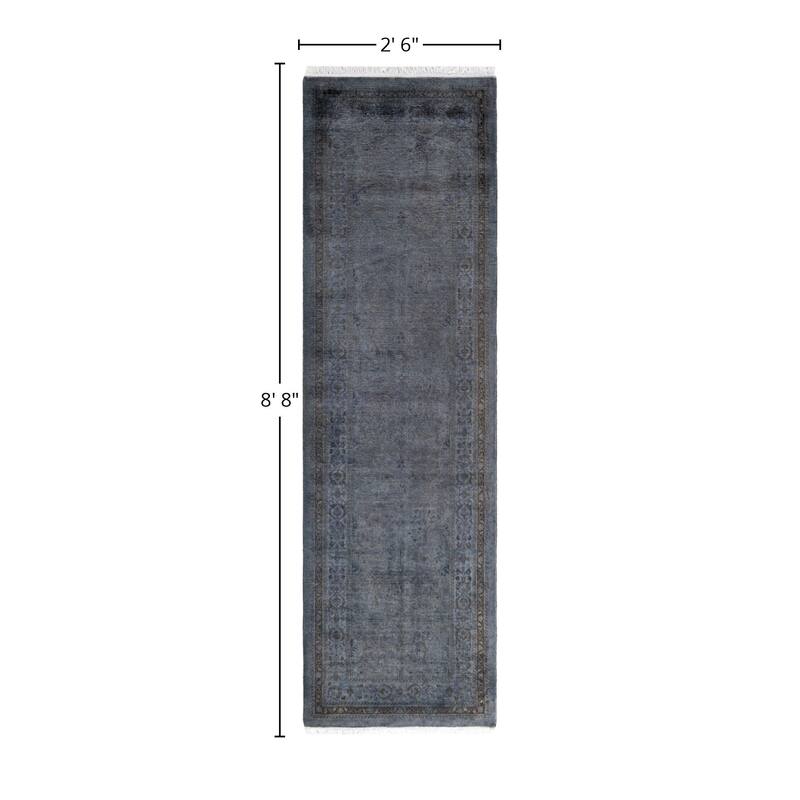 Overdyed One-of-a-Kind Hand-Knotted Area Rug - Gray - 2' 6" x 8' 8"