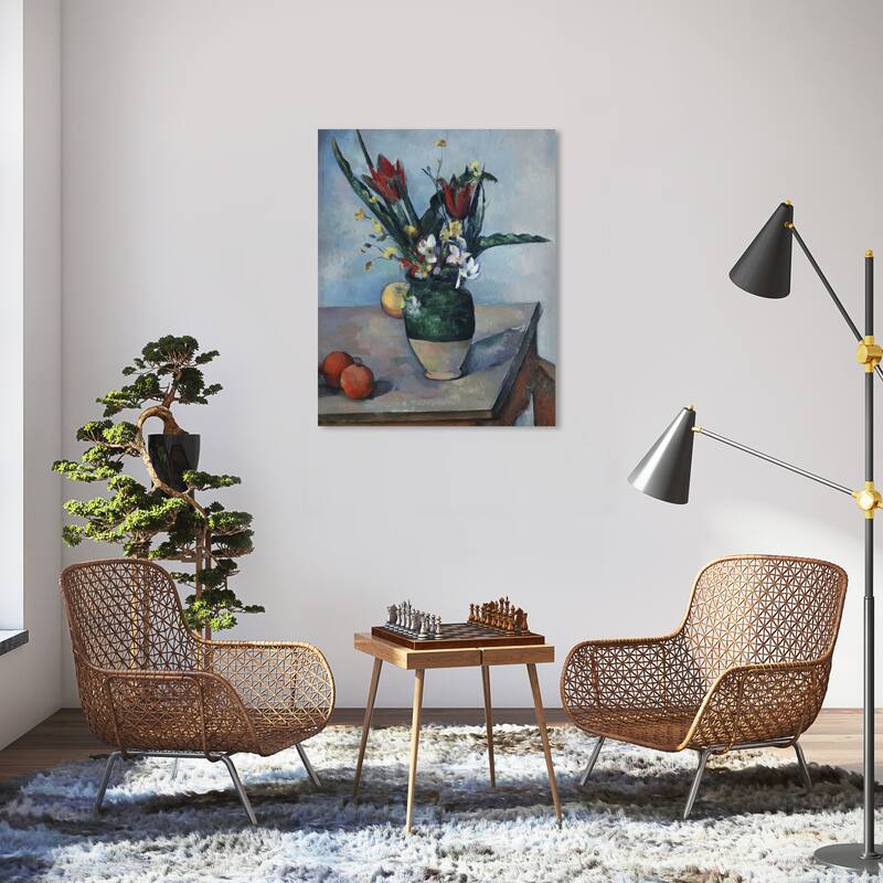 Wynwood Studio Canvas Floral and Botanical Paul Cezanne - The Vase of Tulips Blue and Traditional Wall Art Canvas Print - 30 x 36