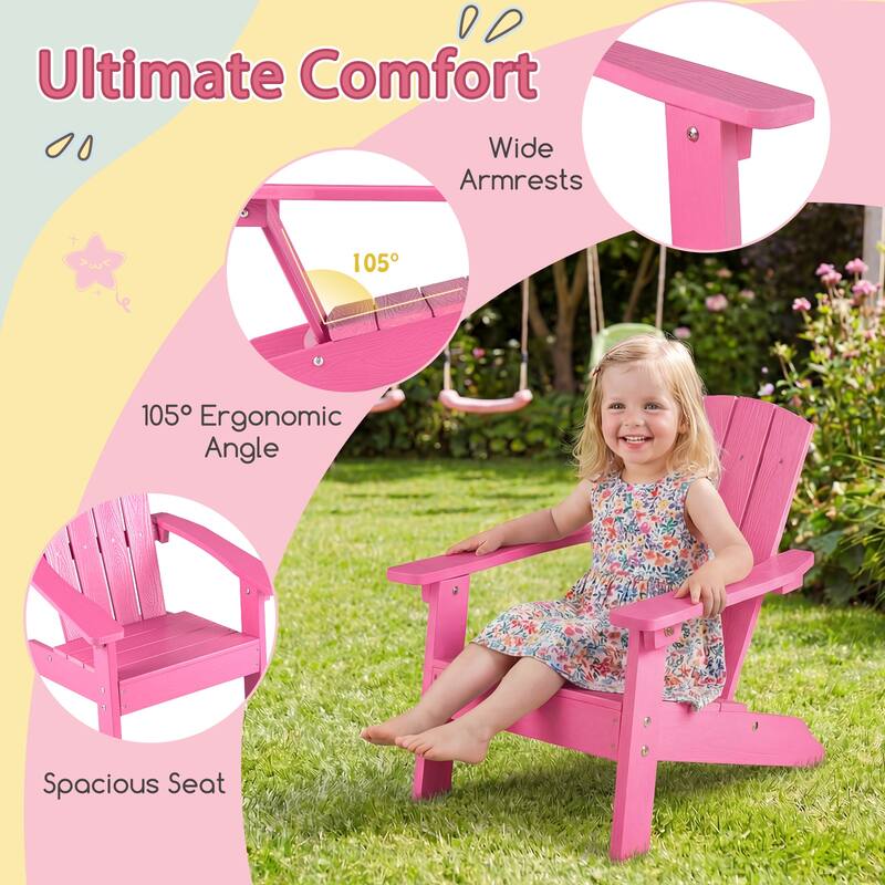 Gymax 4PCS Kid's Adirondack Chair All-Weather HDPE Toddler Lawn Chair