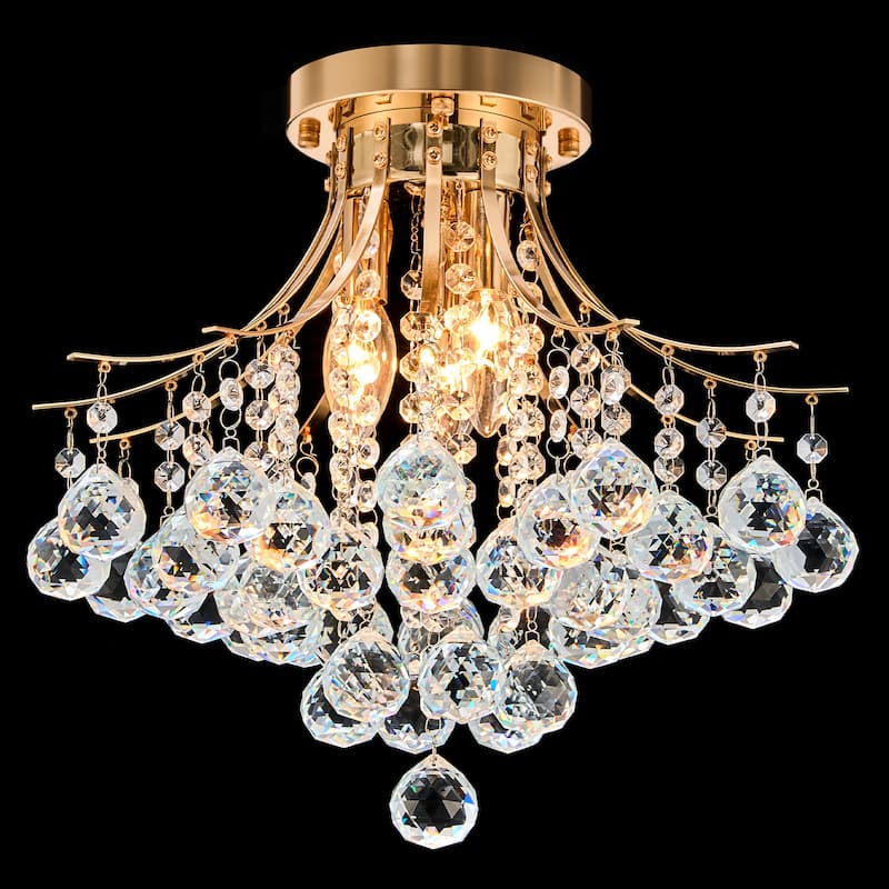 CO-Z 3-Light Crystal Raindrop Flush Mount Chandelier