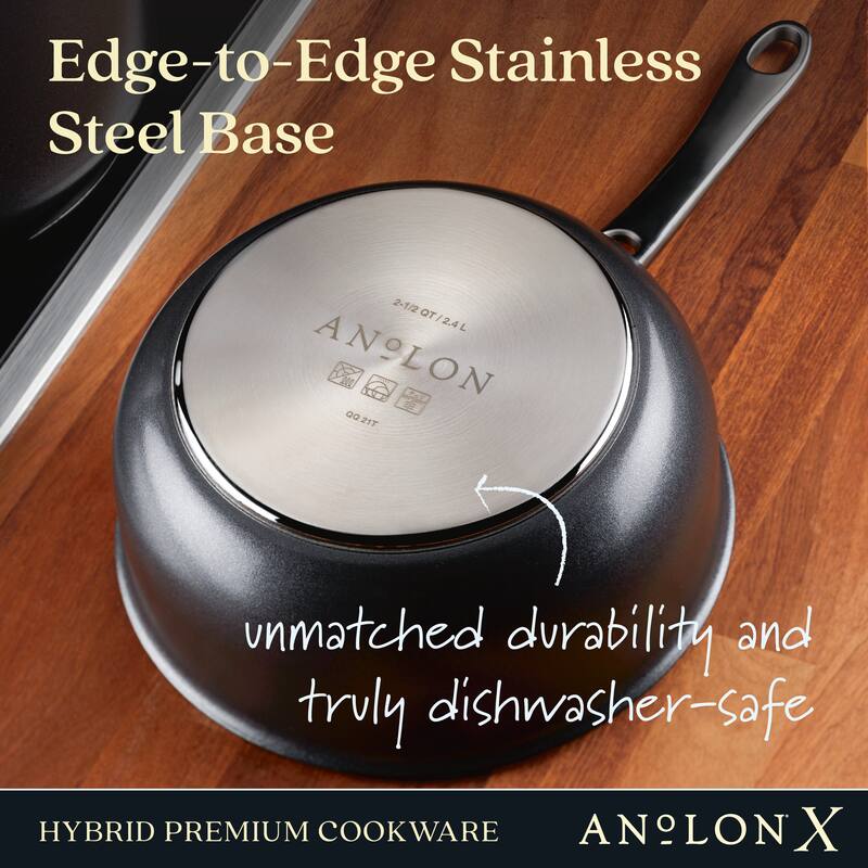 Anolon X Hybrid Nonstick Induction Saucier Pan With Lid, 2.5-Quart, Charcoal Gray