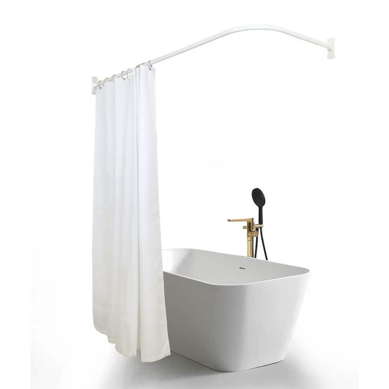 Utopia Alley 68x28in Rustproof Aluminum L-Shaped Corner Shower Curtain Rod, White