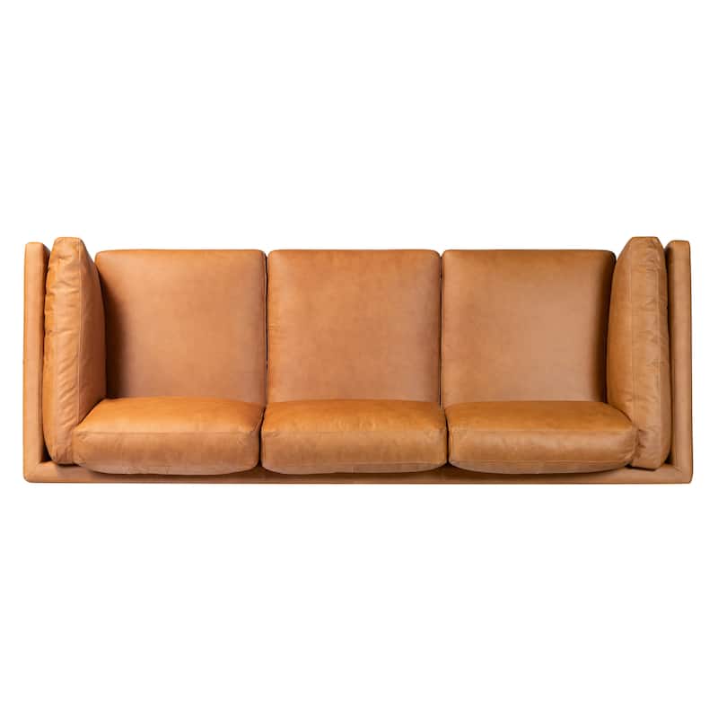 Poly & Bark Cadiz 90.5" Sofa in Saddle Tan - Full Grain Genuine Italian Leather