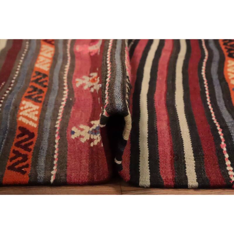 Hand Woven Oriental 100% Wool Carpet Southwestern Tribal Multi-Colored Kilim Area Rug - 9' 10'' X 6' 2''