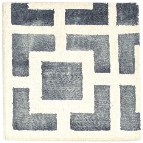 One of a Kind Hand-Tufted Modern & Contemporary (2'0"x2'0") 2' x 3' Geometric Wool Rug - 2'0"x2'0"