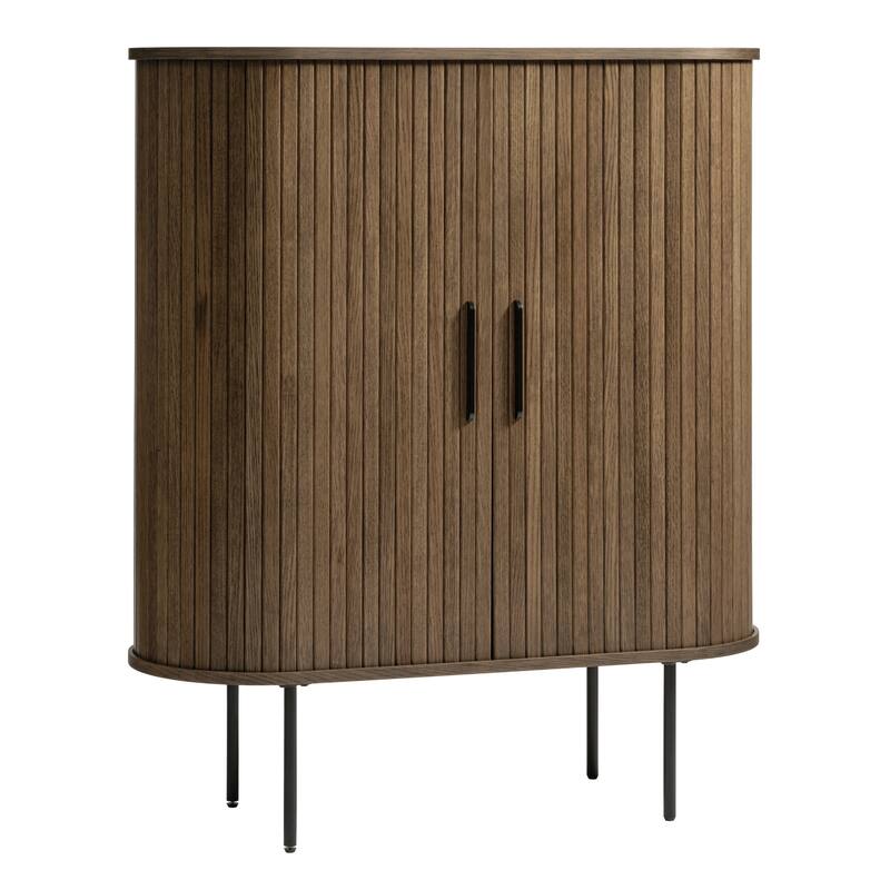 Rye Studio Nicola Mid-Century Modern Rounded Sliding Door Cabinet 39"