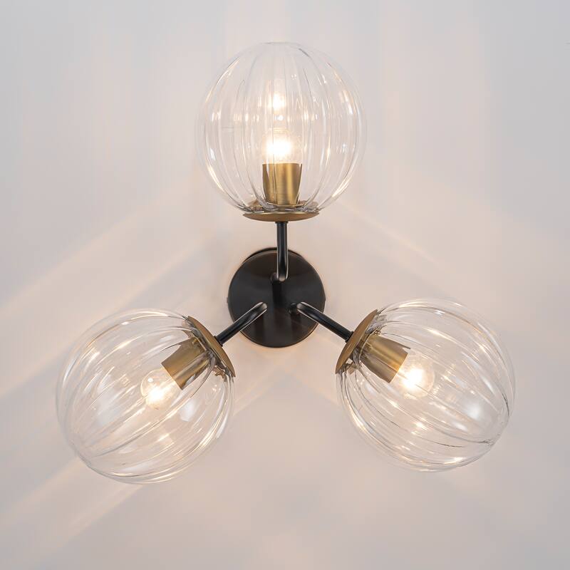 3-Light Contemporary Semi Flush Mount with Ripple Glass