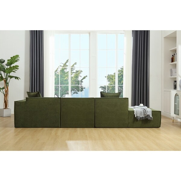 Green Modern Modular Right Facing L Shaped Living Room Combination Sofa Set Italian Minimalist Tofu Block Sofa