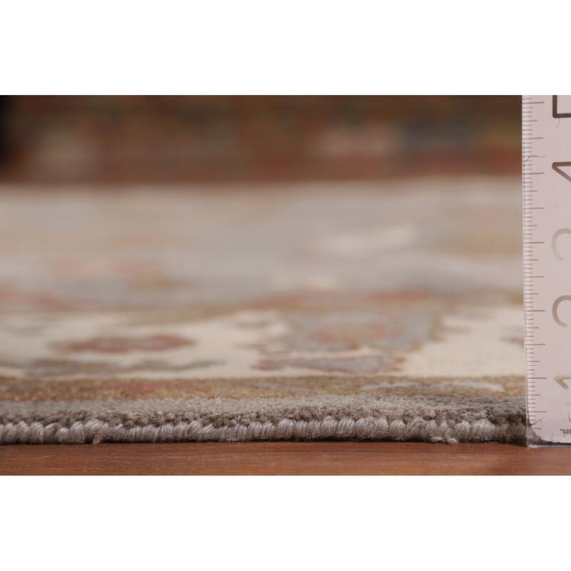 Gray Oushak Indian Area Rug Handmade Geometric Wool Carpet - 8'4"x 9'10"