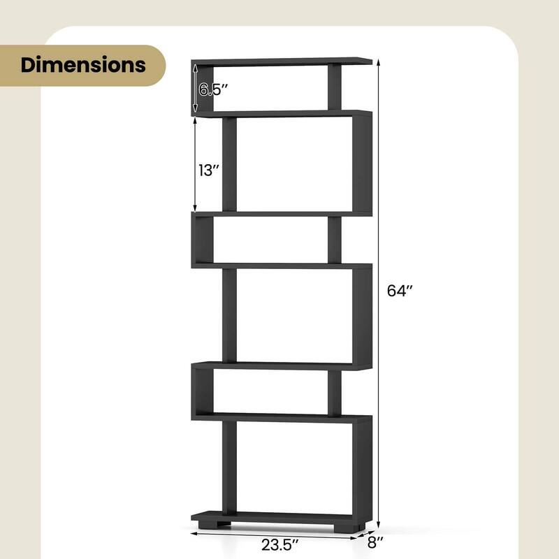 Costway 1 PCS Bookcase 6-Tier Bookshelf with Anti-Tipping Kit - See Details