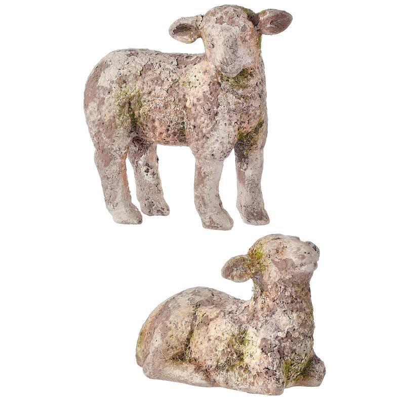 3.5" Resin Mossed Sheep Set of 2