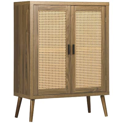 Accent Cabinet with Storage for Living Room,Sideboard Buffet Cabinet with Rattan Doors
