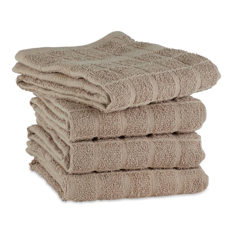 DII Solid Honey Gold Windowpane Terry Dishtowel 4 Piece