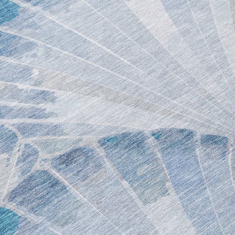 Machine Washable Indoor/ Outdoor Modern Fan Chantille Rug