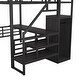 preview thumbnail 25 of 26, Full Size Metal Loft Bed with Desk, Staircase and Small Wardrobe, White