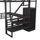 preview thumbnail 10 of 10, Full Size Metal Loft Bed with Desk and Storage Staircase, Black