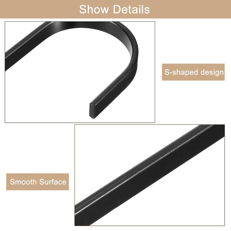 4Pcs Flat S Hooks Hanging Hook for Home Kitchen Storage, 7.6mm