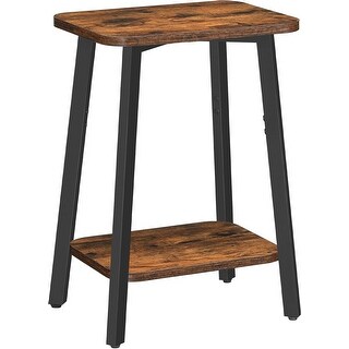 Small 2-Tier Side Table with Storage, Rectangular End Table for Bedside ...