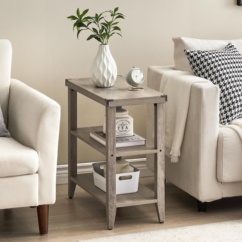 Farmhouse End Table, 3 Tier Rustic Side Table